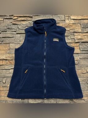 LL Bean Mountain Classic Fleece Vest Women’s Large Navy Blue Full Zip Outdoor